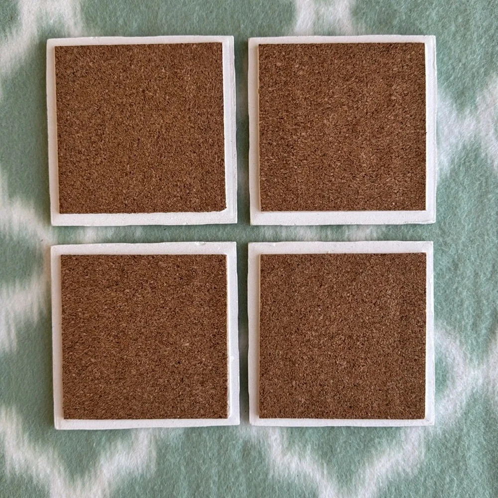 Floral and Marble design tile Coaster Set